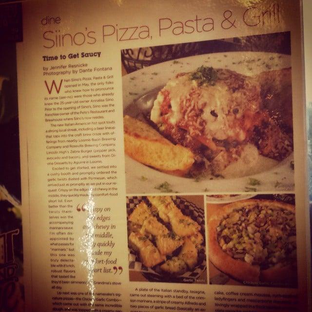 Menu at Siino's Pizza, Pasta & Grill pizzeria, Lincoln