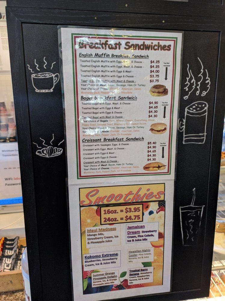 Menu at La Barista Espresso, Fairfield