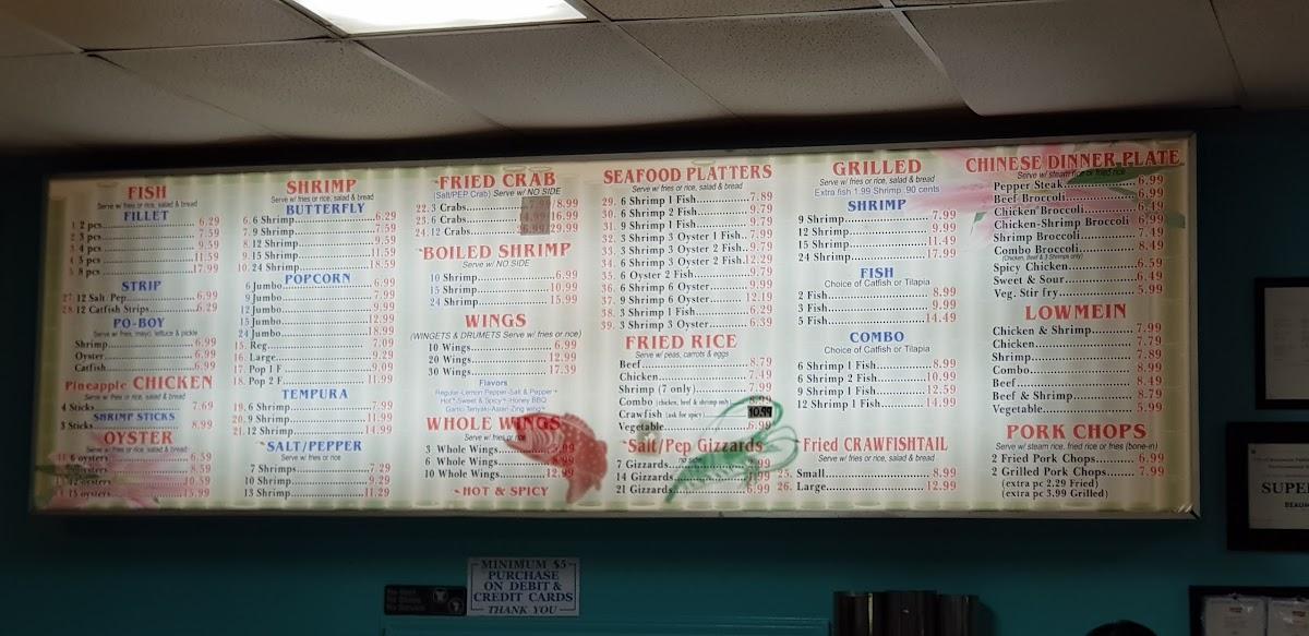 Menu at Coastal Seafood restaurant Beaumont