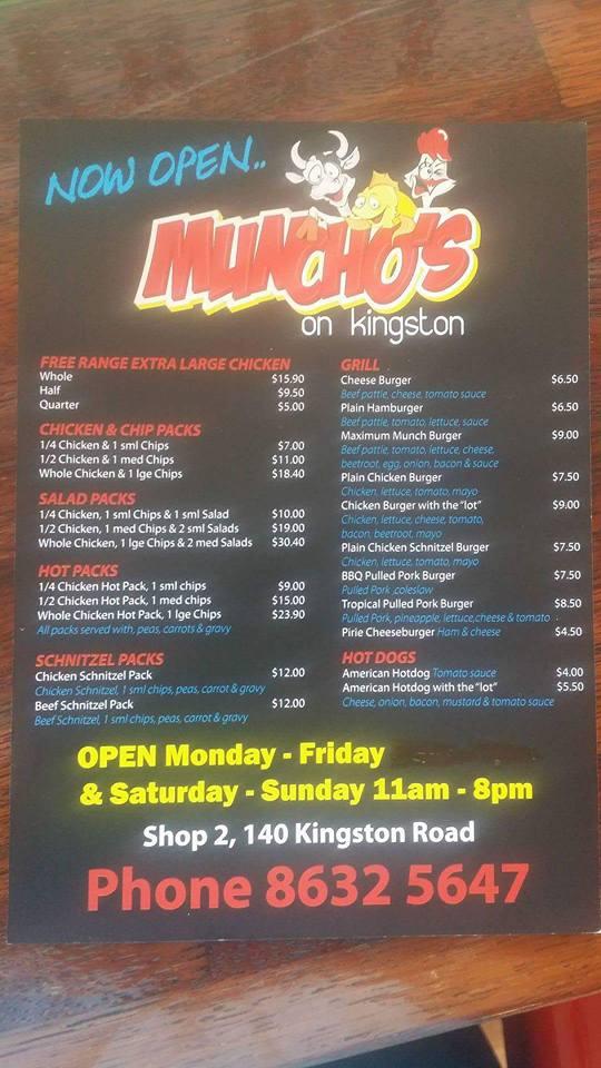 Menu at Muncho's on Kingston restaurant, Port Pirie
