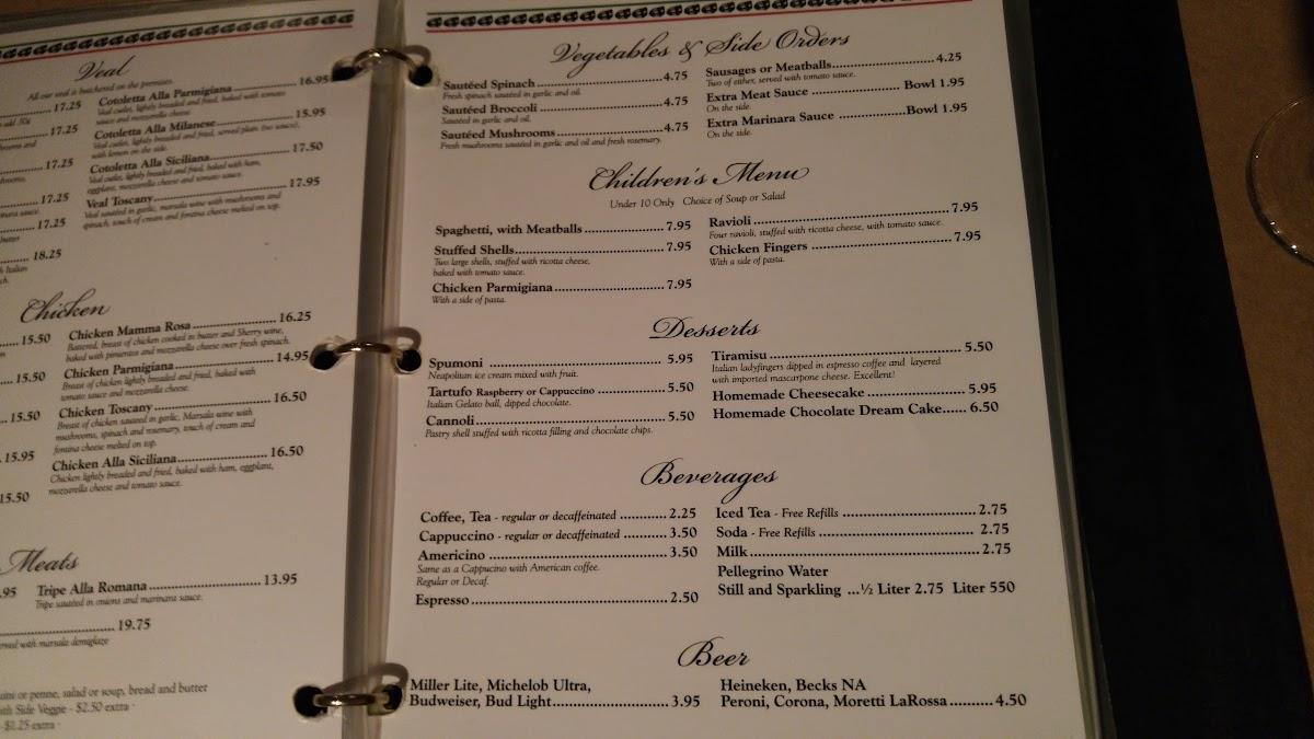 Menu at La Bella Napoli Restaurant, Spring Hill