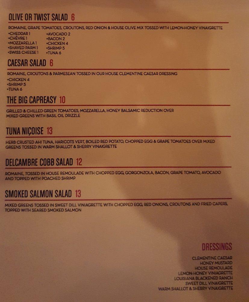 Menu at Olive or Twist pub & bar, Baton Rouge