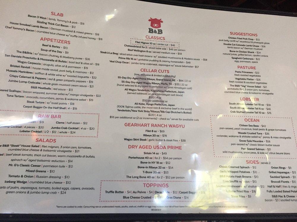 Menu At B&B Butchers & Restaurant, Houston