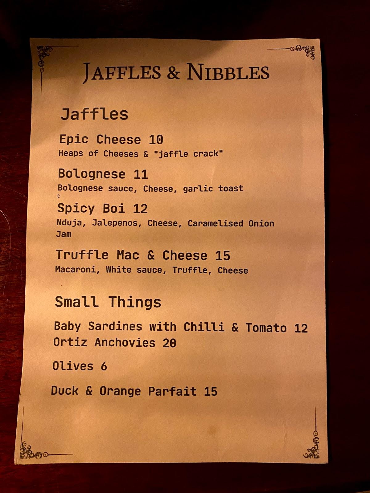 Menu At Foxtrot Unicorn Pub Bar Perth