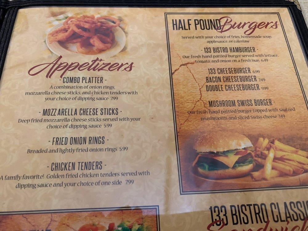 Menu at 133 Bistro restaurant, Van Wert