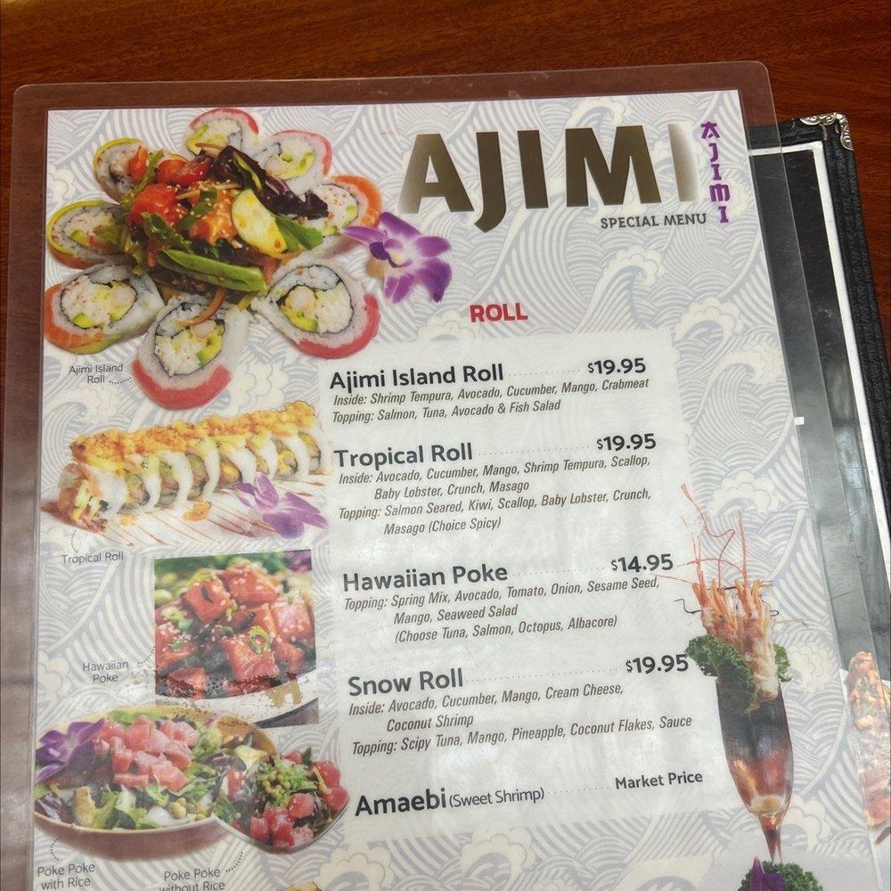 Menu at Ajimi restaurant, Fairbanks, 69 College Rd