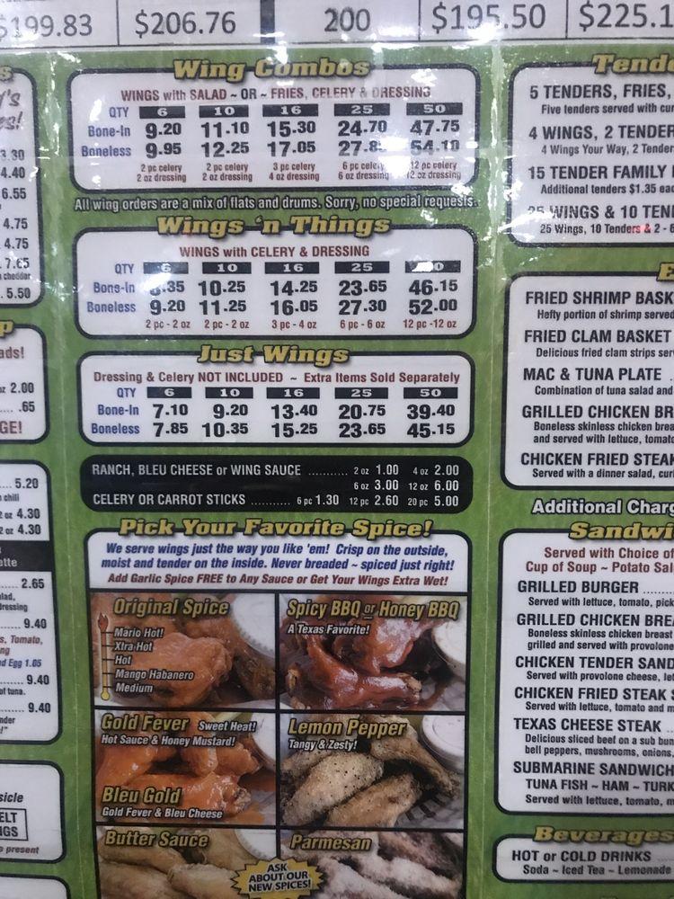 Menu at WingsNThings 290 restaurant, Houston, Northwest Fwy