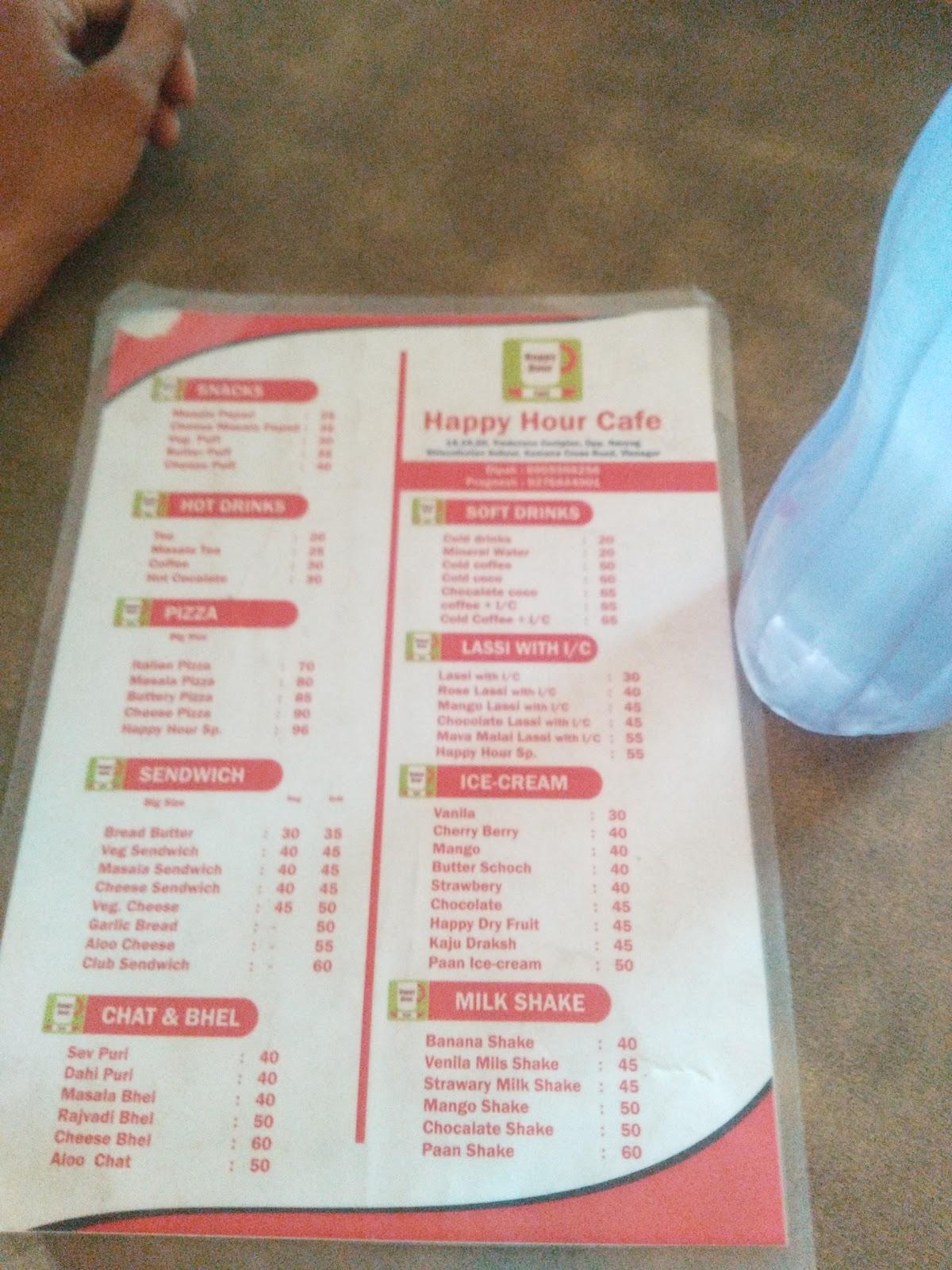 HAPPY HOUR CAFE ( snacks & ice cream ) menu