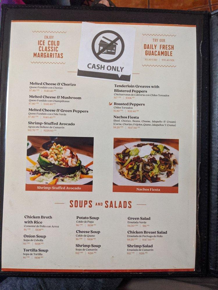 Menu at Pueblo Viejo de los Algodones restaurant, Los Algodones