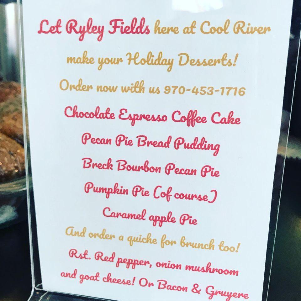 Menu at Cool River Coffee House, Breckenridge