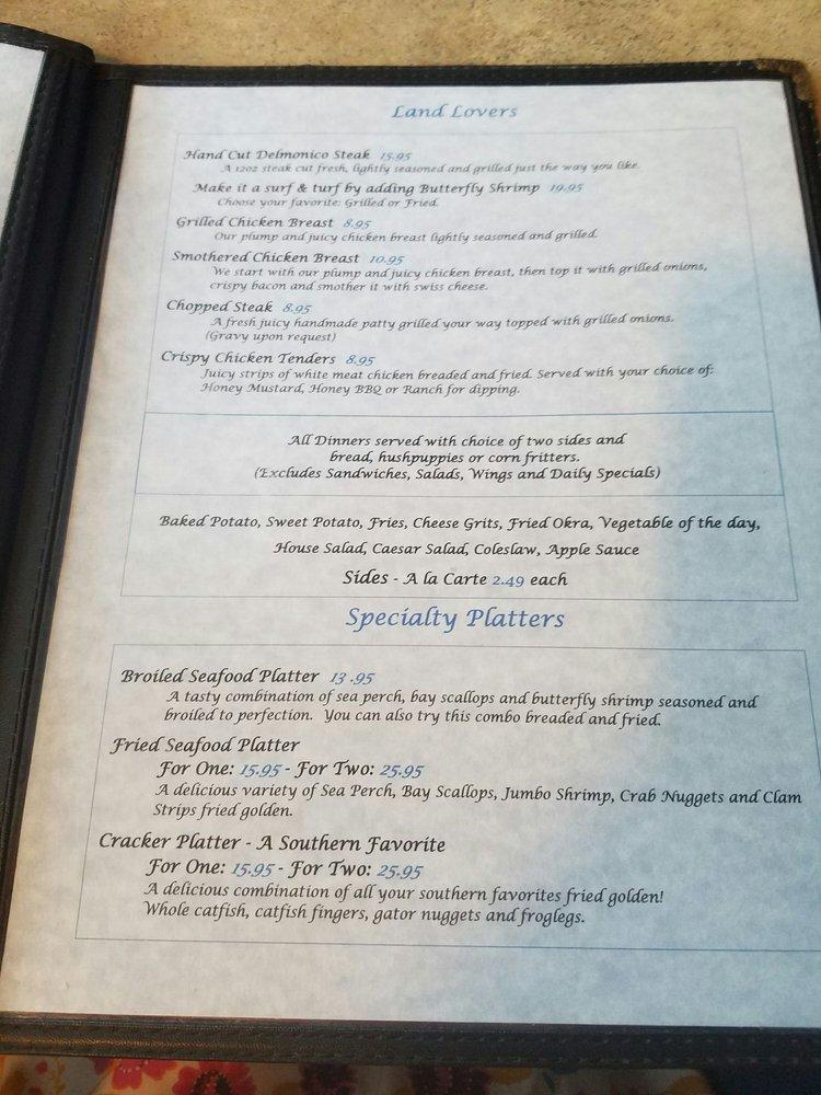 Menu at Catfish Johnny's Restaurant, Lake Panasoffkee