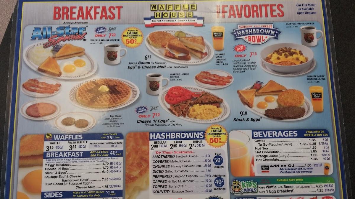 Menu at Waffle House restaurant, Northport, 5681 McFarland Blvd