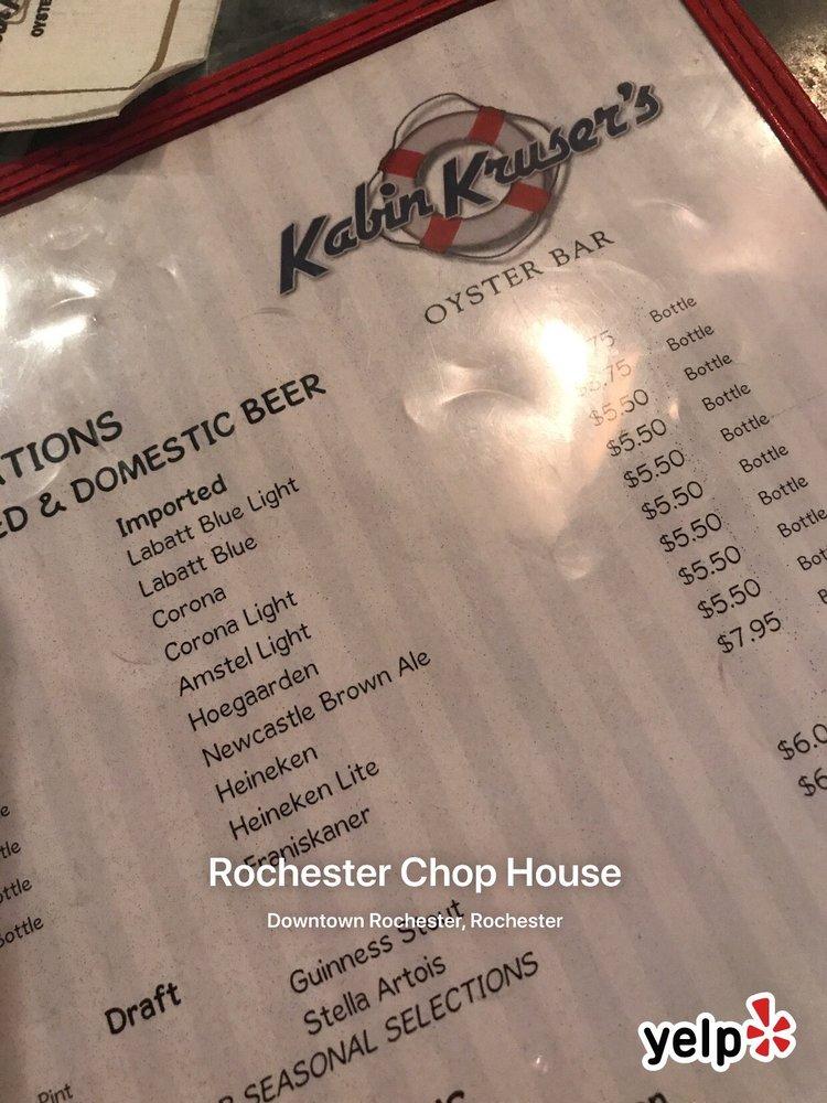 Menu at Rochester Chop House & Bar, Rochester
