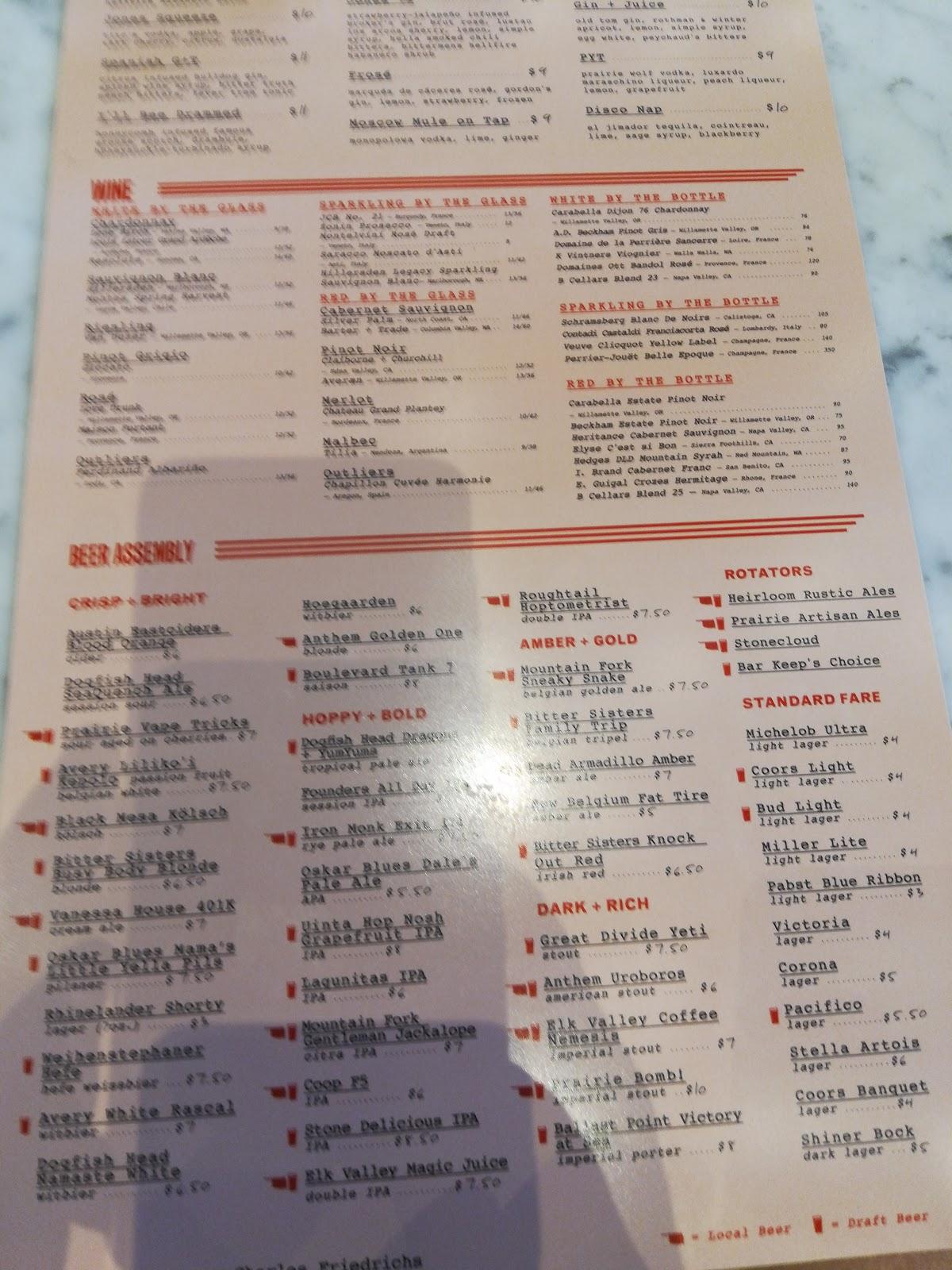 Menu at The Jones Assembly pub & bar, Oklahoma City