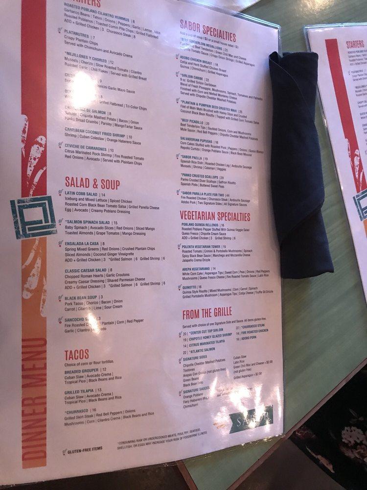 Menu at Sabor Latin Bar & Grille, Wichita, 309 N Mead St