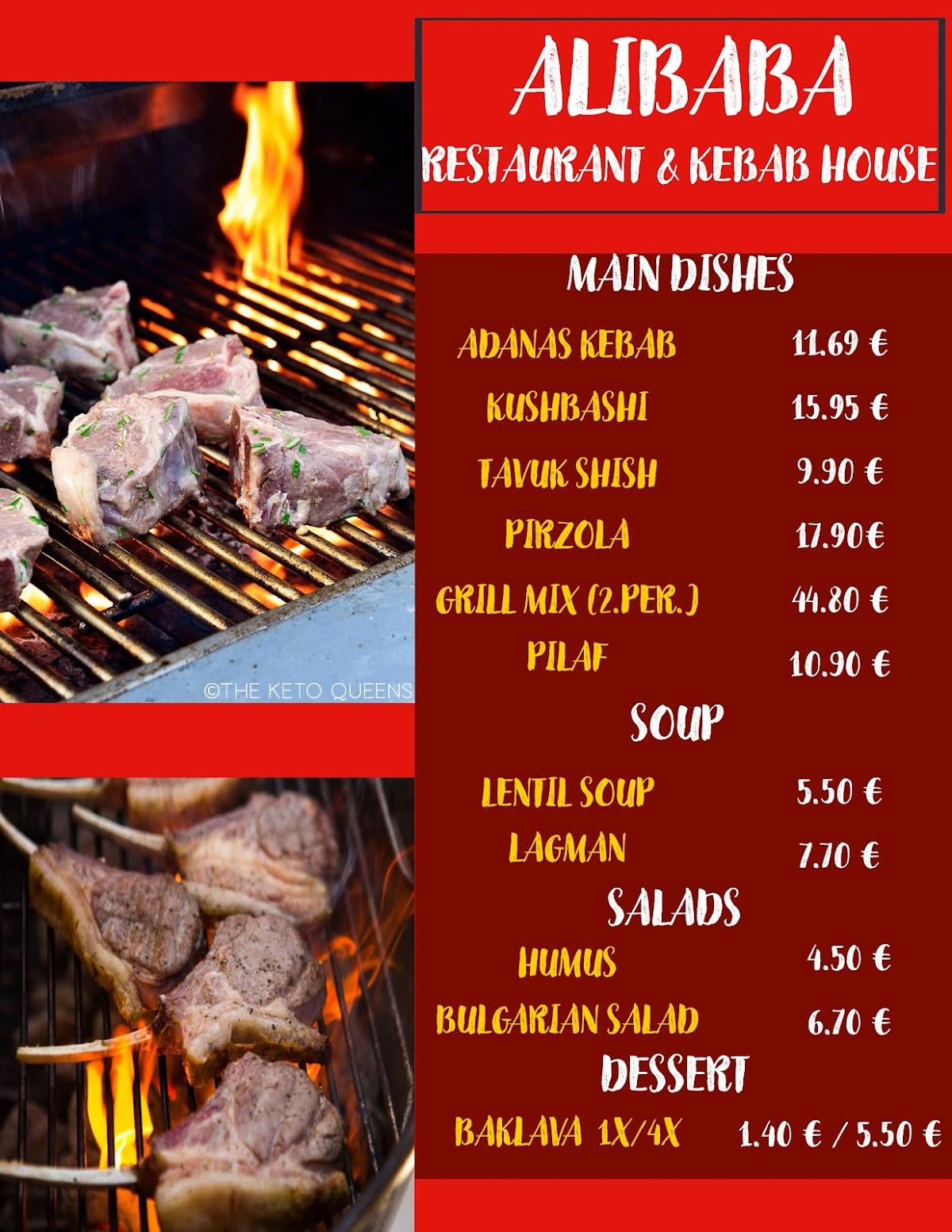 Menu at Ali Baba restaurant, Riga