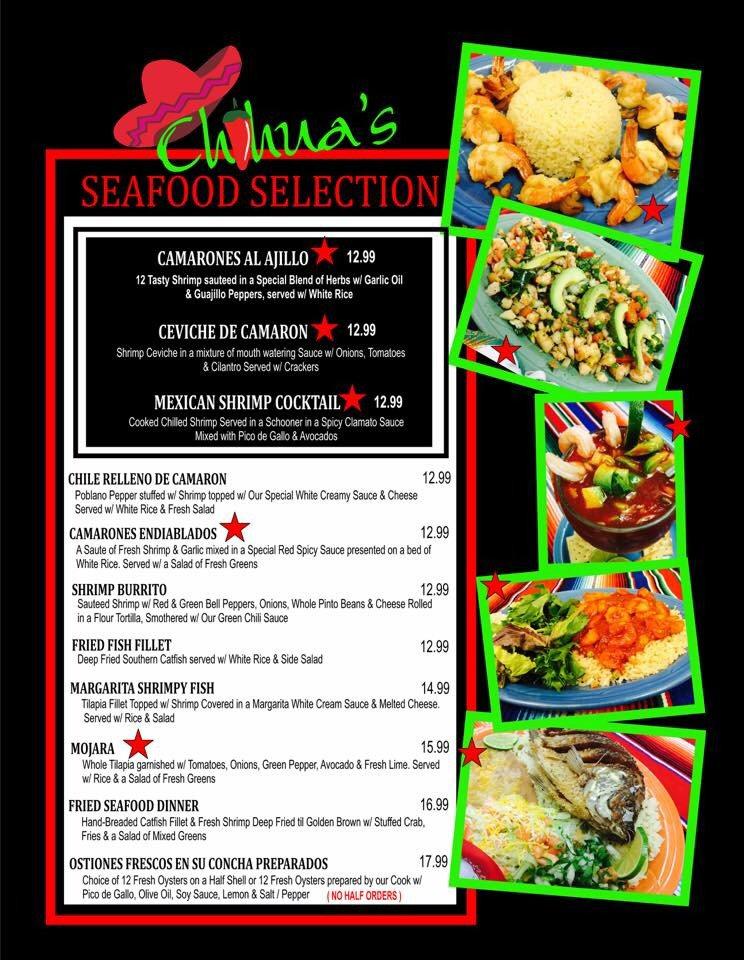 Menu at Chihua's Mexican Restaurant, Perryton