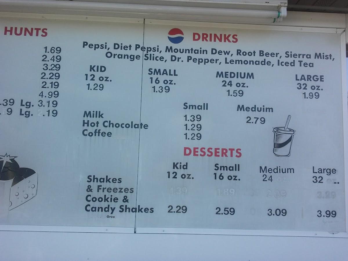 Menu at Hunt's Dairy Bar, Park Hills, E Main St