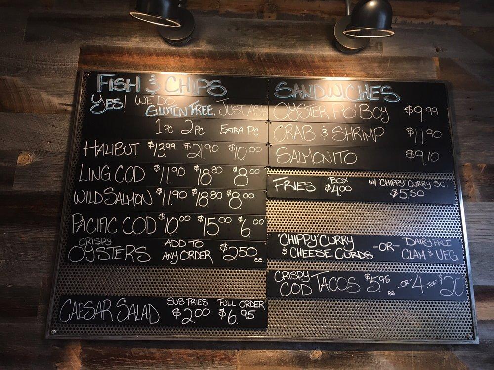 Menu at The Fish Counter restaurant, Vancouver