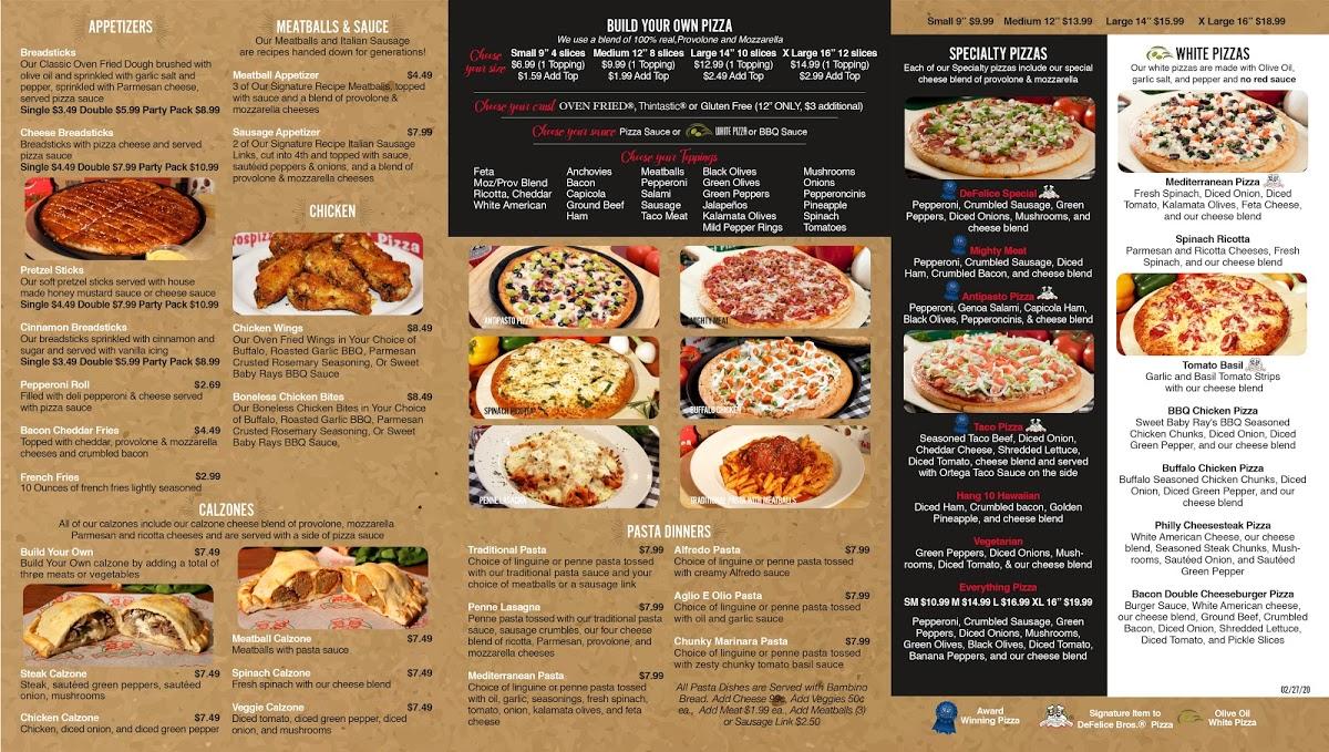 Giuseppe brothers pizza menu