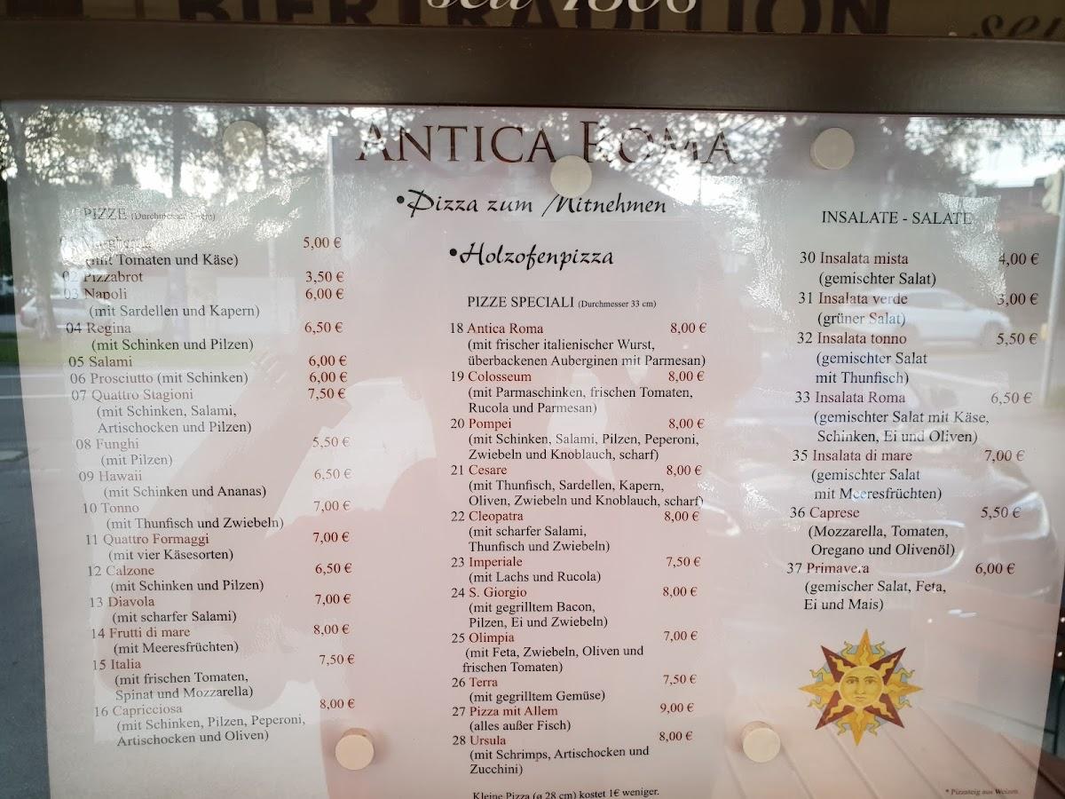 Speisekarte von Antica Roma pizza, Schongau