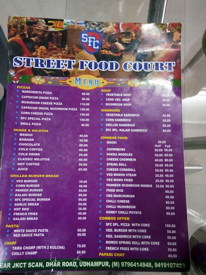 Menu at S F C Street Food Court, Udhampur