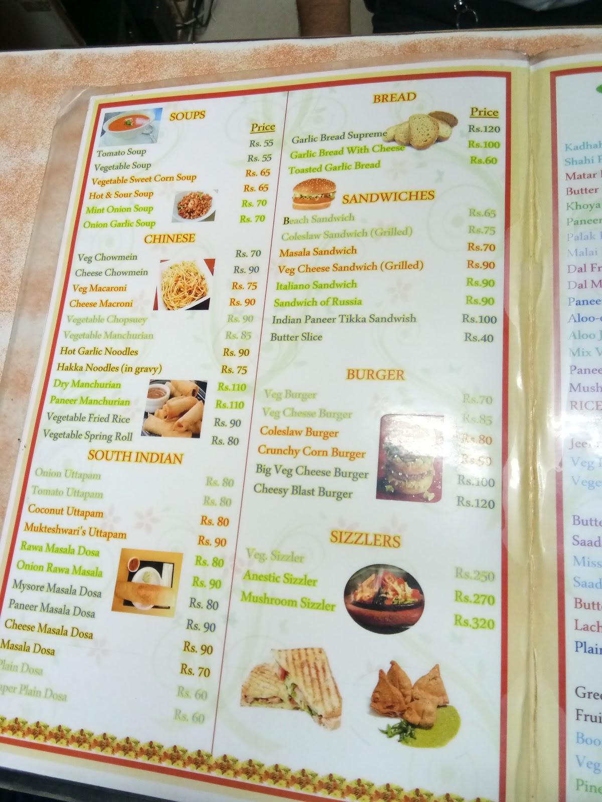 Mukteshwari's Canteen menu