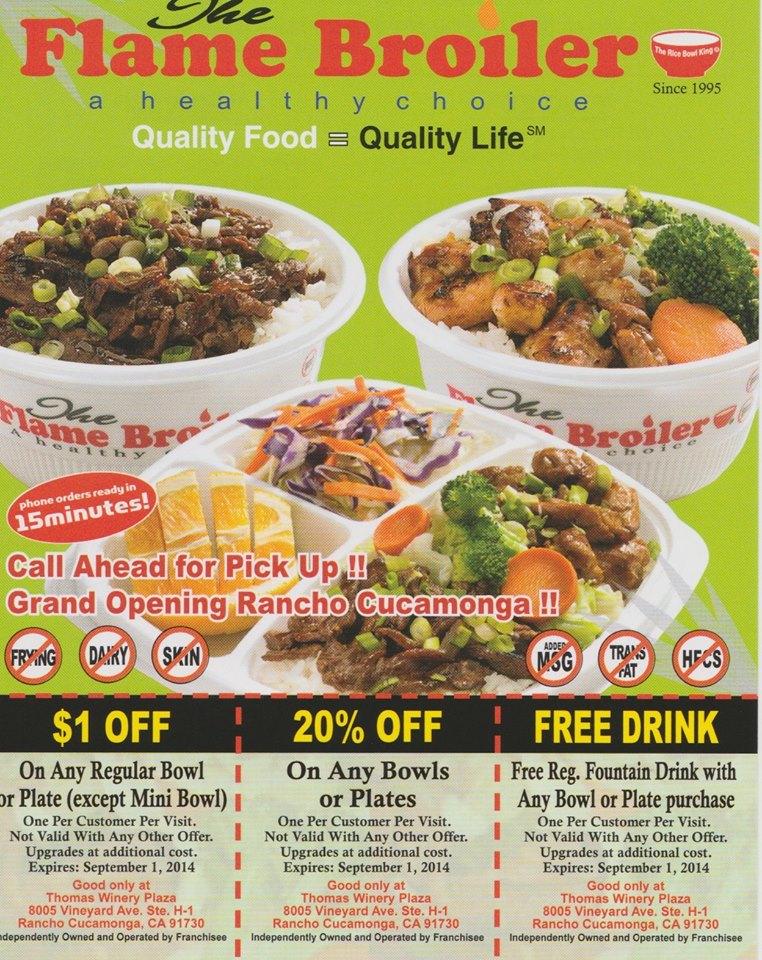 Menu at Flame Broiler restaurant, Rancho Cucamonga, Vineyard Ave