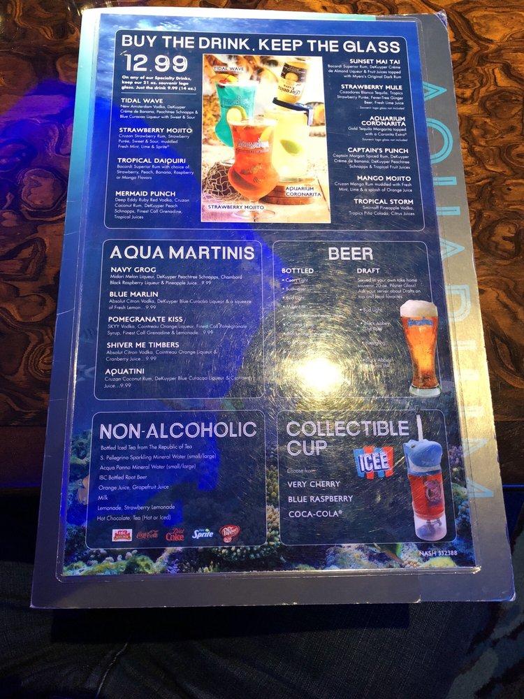 Menu at Aquarium Restaurant, Nashville