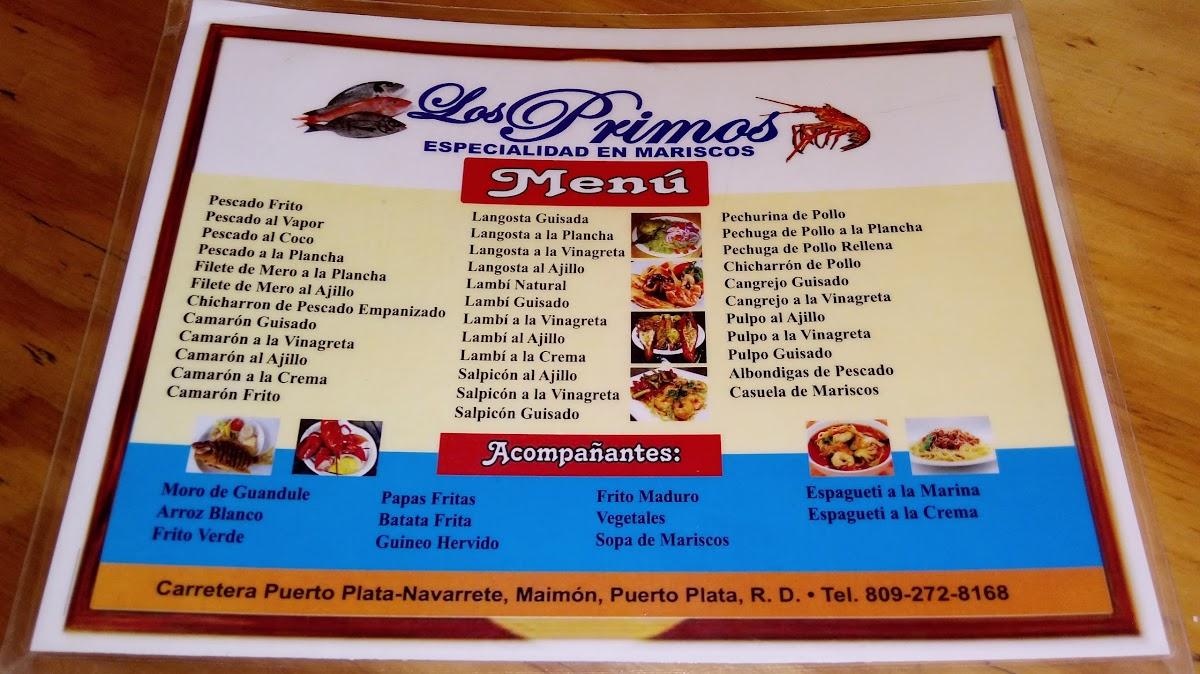 Menu at Los Primos Fish Shop & Restaurant, Puerto Plata