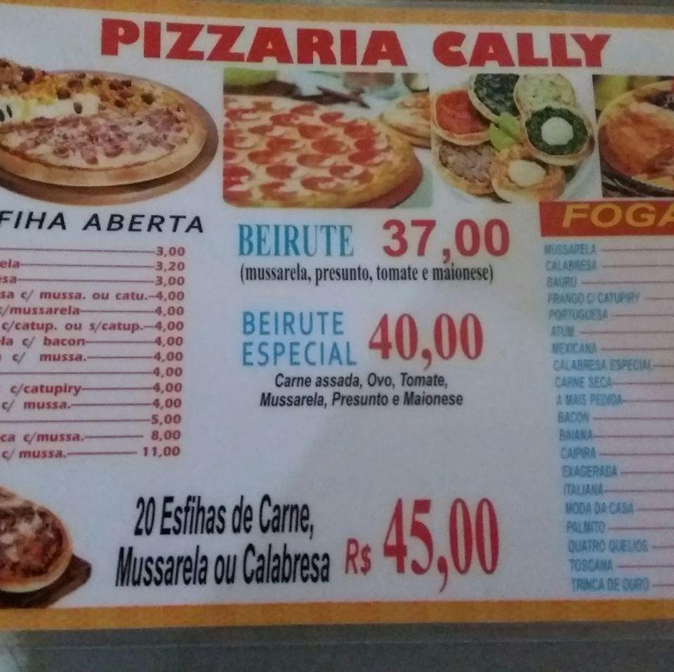 Pizzaria Cally cardápio