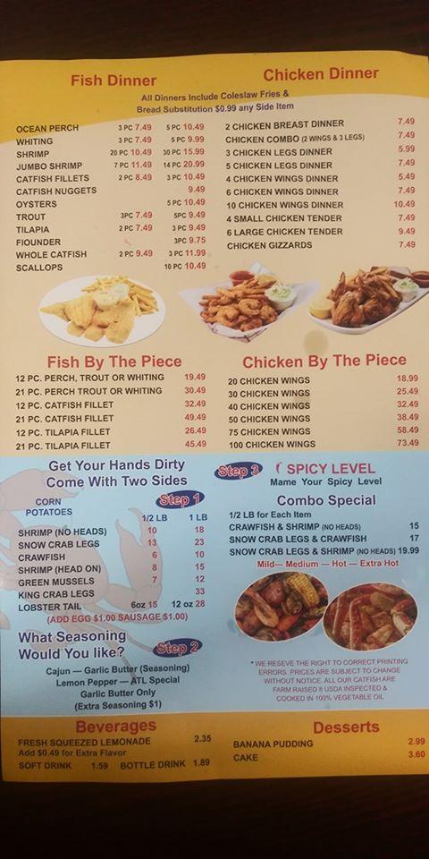 Menu at ATL Chicken and Seafood restaurant, Lanett