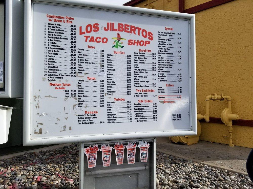 Menu At Los Jilbertos Restaurant Grand Junction 