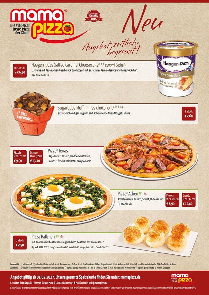 Menu at Mama Pizza, Germering