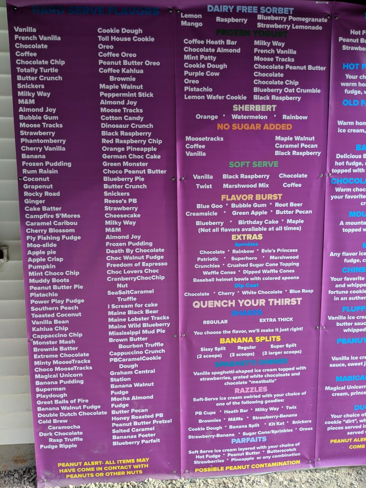 Menu at Aggie's Ice Cream, South Berwick