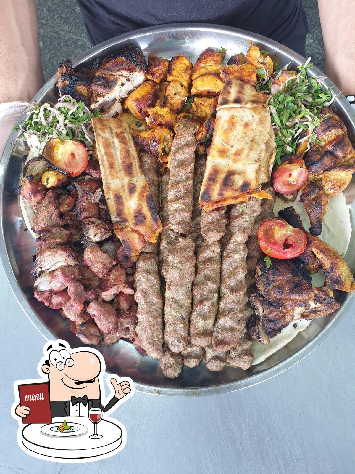 1 kilo mix grill served with hommos , veg and fries - Picture of Shams Al  Sham Restaurant, Ajman - Tripadvisor