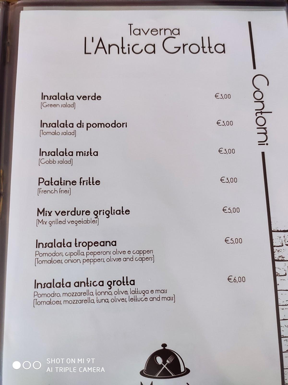 Menu da Taverna Antica Grotta ristorante, Tropea