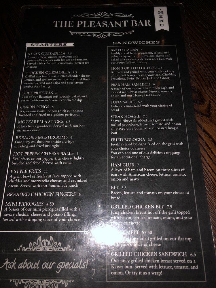 Menu at Pleasant Bar, Pleasant Hills