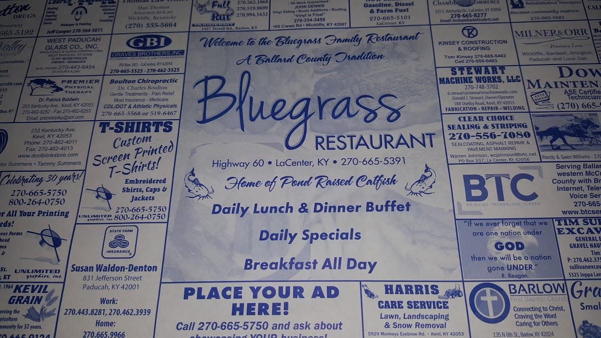 Menu at Blue Grass Restaurant, La Center