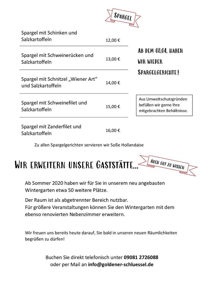 Speisekarte Von Goldener Schlussel Restaurant Nordlingen