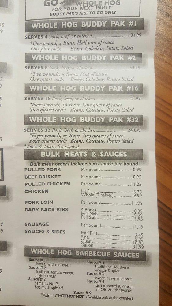 Menu at Whole Hog Cafe North Little Rock, North Little Rock, Warden Rd