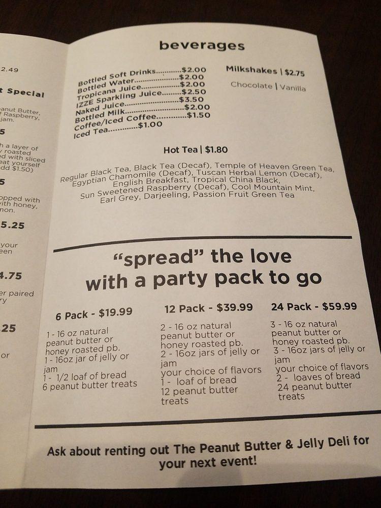 Menu at Peanut Butter & Jelly Deli restaurant, West Allis