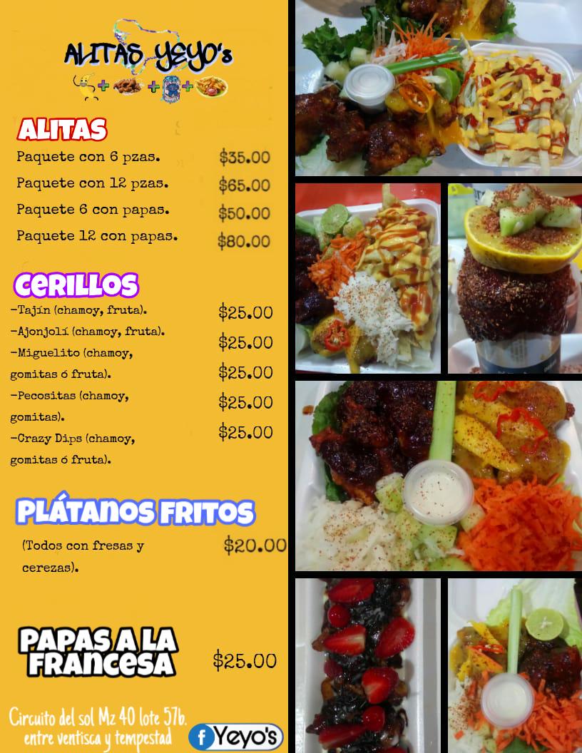 Carta del restaurante Alitas Yeyo´s, Ixtapaluca