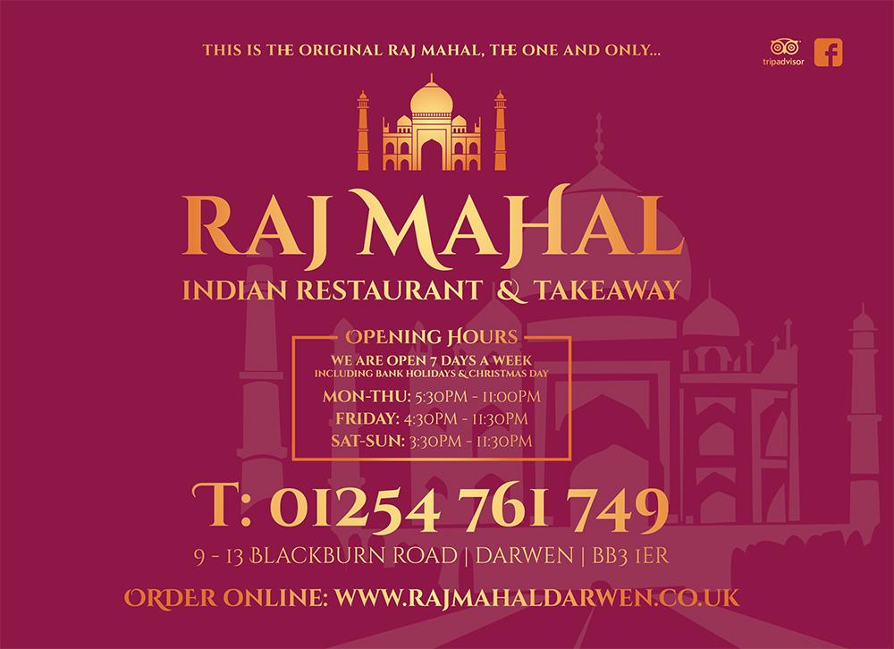 Raj Mahal Indian Restaurant in Darwen - Restaurant menu and reviews