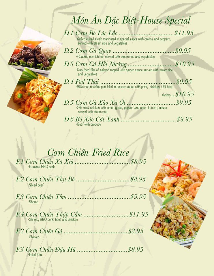 Menu at Saigon Garden restaurant, Winter Haven