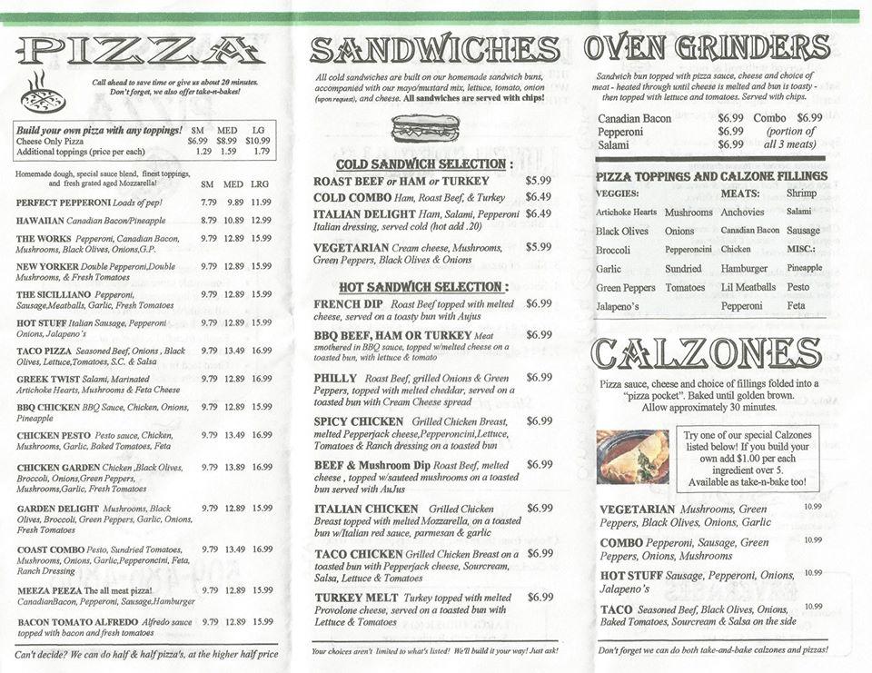 Menu at Tonasket Pizza Company pizzeria, Tonasket