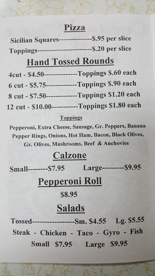 Menu at Center Pizza pizzeria, Monaca