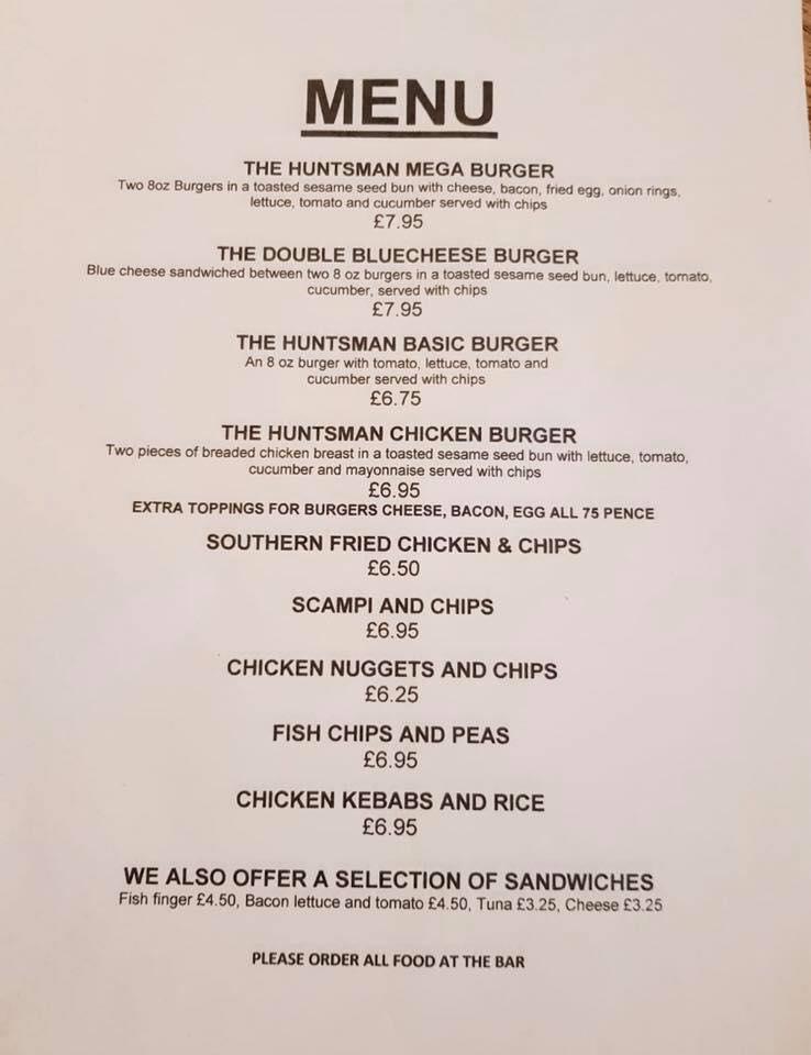 Menu At Huntsman & Horn Pub & Bar, Herne Bay