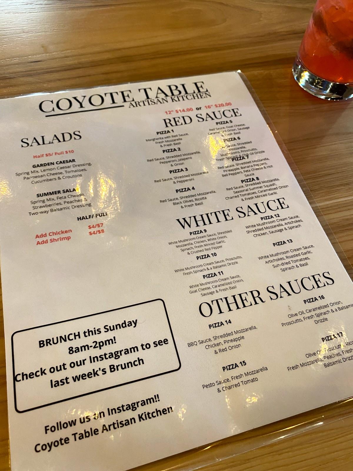 Menu at Coyote Table Artisan Kitchen & Bar, Lakewood