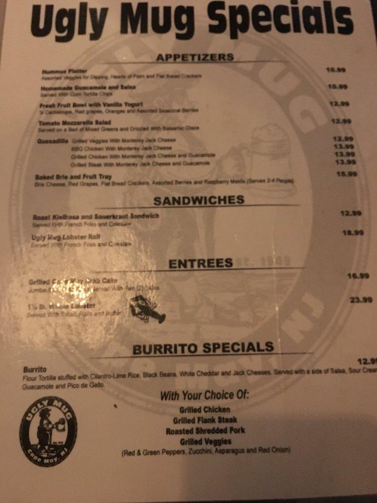 Menu at Ugly Mug Bar & Restaurant, Cape May